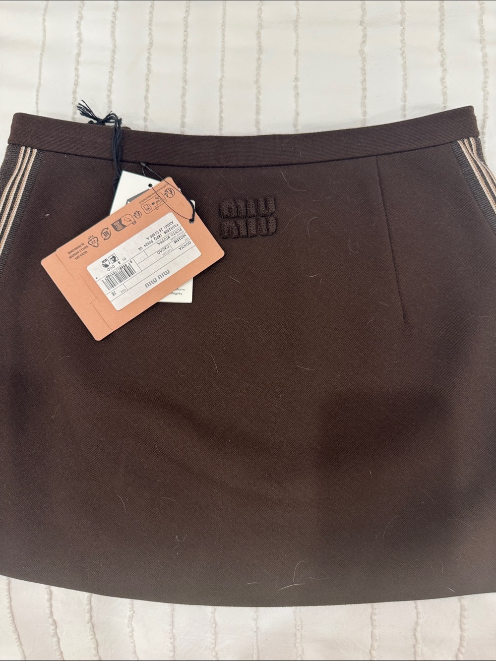 Miu Miu Dark Brown Knit Mini Skirt with Subtle Logo